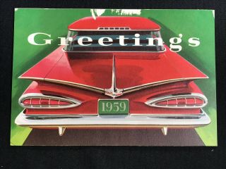 Vtg 1959 Chevrolet Chevy Car Dealer Advertising Christmas Card
