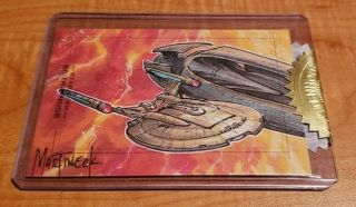 Star Trek Enterprise Archive Heroes Villains Starship Sketch Card 1/1 Martineck