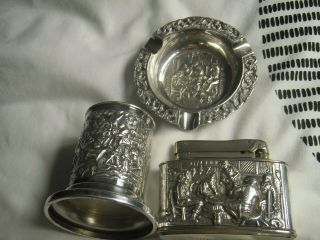 Myflam table lighter with a ashtray and cigarette holder,  looks, 3