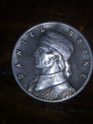 Vintage Medallion Or Token Of Daniel Boone,  4 1/2 " Diam.  Silvertone