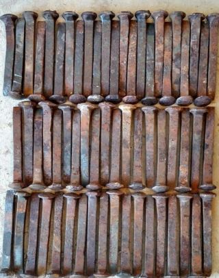60 Vintage Railroad Spikes,  Mostly H C,  6 1/2 " Best Rust,  Few Bent,  (bargain