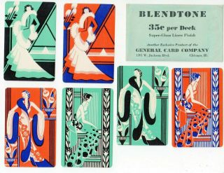 Antique Art Deco Playing Cards Samples With Envelope Blendtone Rare