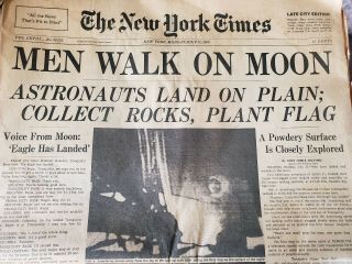 York Times Newspaper July 21 1969 Men Walk On Moon,  Apollo 11 Moon Landing
