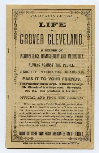 1884 Anti Grover Cleveland Booklet Presidential Election Political Hangman