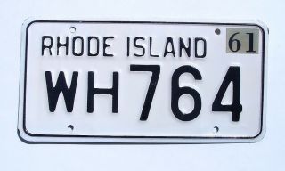 Vintage 1961 Rhode Island License Plate Wh - 764