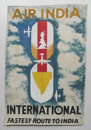 AIR INDIA Artwork for 1940s Painting Advertising Poster INDIAN AIRLINES 4