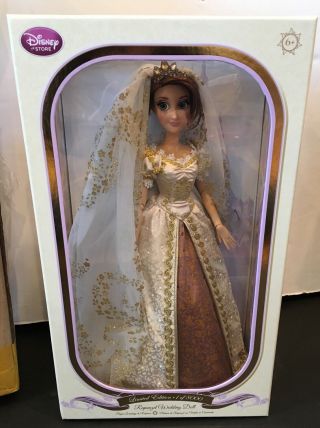 Nib Disney Store Limited Edition 17 " Tangled Ever After Rapunzel Wedding Doll