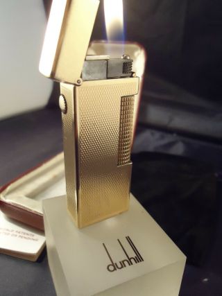 Dunhill Rollagas Lighter - Gold Plated - Barley Pattern - Serviced - Cased 2