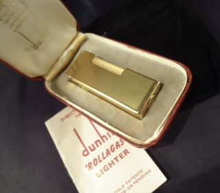 Dunhill Rollagas Lighter - Gold Plated - Barley Pattern - Serviced - Cased 3
