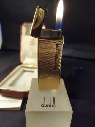 Dunhill Rollagas Lighter - Gold Plated - Barley Pattern - Serviced - Cased 7