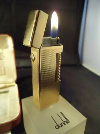 Dunhill Rollagas Lighter - Gold Plated - Barley Pattern - Serviced - Cased 8