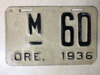 1936 Oregon Motorcycle License Plate