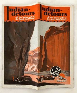 1936 Indian Detours Southwest Santa Fe Railway Brochure Travel Vntge Fred Harvey