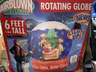 6 Ft Tall Airblown Gemmy Christmas Rotating Globe Inflatable Very Rare