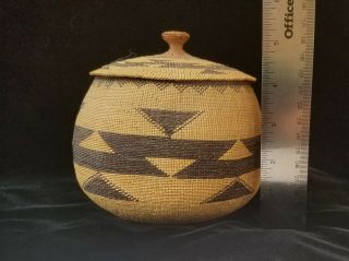 California Native American covered basket bowl Hupa Yurok Kurok ex.  Skinner 11