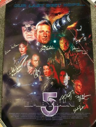 Autographed Babylon 5 Poster Signed With 9 Signatures