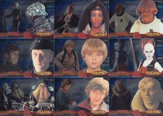 Star Wars Evolution 2001 Topps Complete Foil Base Card Set Of 90,  3 Checklists