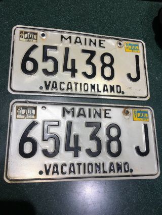 Vintage Maine License Plate Pair Vacationland 1980 