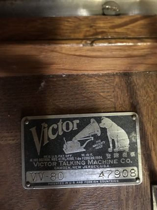 1922 Antique Victrola Victor Talking Machine VV - 80 47908 Manufactured 1921 2