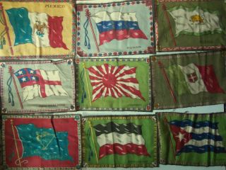 Tobacco Collectible Cigar Box Felt Flags C.  1900 Group Of Nine 11 " X 8 "