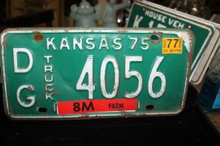 Vintage 1975 Kansas License Plate Dg 4056 Douglas County Truck 8m Farm Tag
