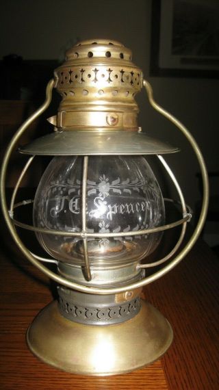 Kelly Brass Bell Bottom Railroad Presentation Lantern Fixed Globe Wheel Cut