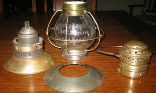 Kelly Brass Bell Bottom Railroad Presentation Lantern Fixed Globe Wheel Cut 5
