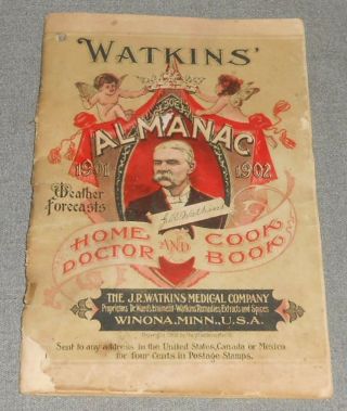 Watkins Almanac 1901 - 1902 Home Doctor And Cookbook Old World Recipes 65 Pgs.