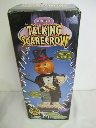 Animated Scarecrow Gemmy Halloween Factory 18 " Figure Pumpkin Puttin On The Ritz