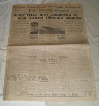 Feb 13,  1935 Lindbergh Baby / Hauptmann Trial - Utica Observer - Dispatch
