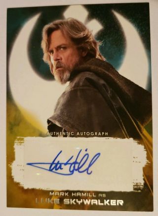 Mark Hamill Luke Skywalker Topps Star Wars Last Jedi Auto 4/10 Autograph Gold