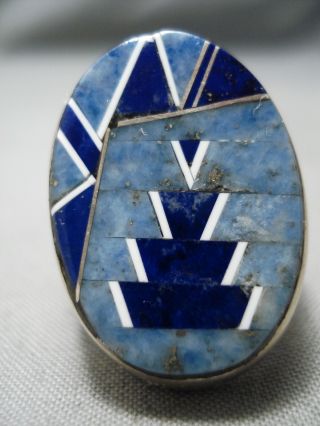 One Of The Best Vintage Navajo 2 Types Of Lapis Sterling Silver Ring