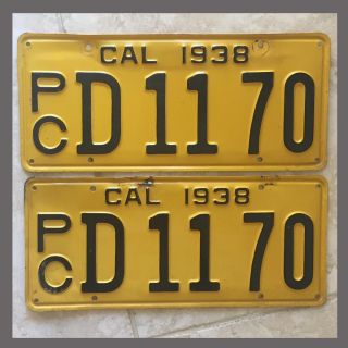1938 California Commercial Truck License Plates Pair Dmv Clear Yom