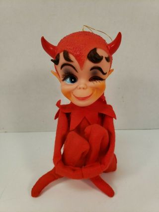 Vintage Kamar Devil Knee Hugger Winking Pixie Elf Doll Ornament Halloween Japan