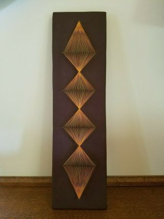 Vintage Modern Nail String Art Wall Hanging Abstract Mid Century Deco Geometric
