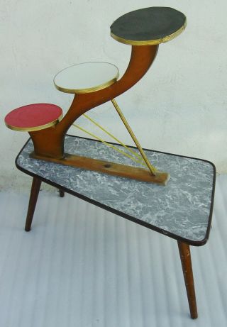 Atomic Age Mid Century Multicolour Plant Stand Display Table Coffee Table