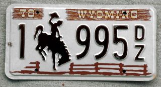 1978 Brown On White Cowboy On Horse Over Wooden Fence Wyoming License Plate 1