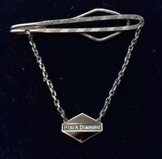 Black Diamond Coal Company Sterling Silver Tie Bar Clip,  Boxed Coal Earrings