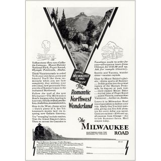1929 Milwaukee Road: Romantic Northwest Wonderland Vintage Print Ad