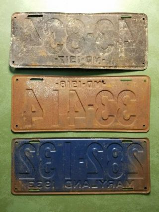 Six Early Maryland License Plate 1917,  1918,  1933,  1935,  1936 4