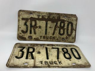 1971 Texas " Truck " License Plate Pair Cool Patina Rat Rod,  Hot Rod,  Restomod