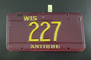 Vintage Wisconsin Antique Car License Plate 227 (c35
