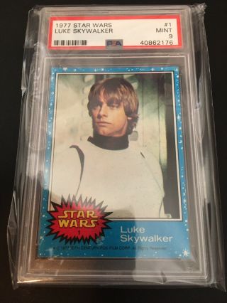 1977 Topps Star Wars 1 Luke Skywalker Psa 9 Blue First Series Mark Hamill