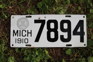 1910 Michigan Porcelain License Plate
