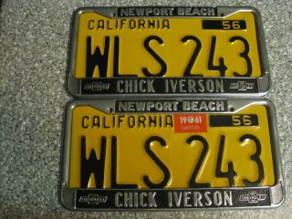 1956 California License Plates,  1961 Validation,  DMV Clear Guaranteed,  EX 2