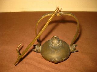 Authentic Antique 19th Century Portuguese Small Miner Bronze Torch Oil Lamp