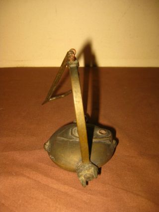 AUTHENTIC ANTIQUE 19th CENTURY PORTUGUESE SMALL MINER BRONZE TORCH OIL LAMP 3