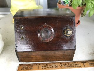 Antique Handmade Radio,  Circa 1930’s? Cigar Box Wood Frame,  Bakelite Dial