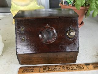 Antique Handmade Radio,  Circa 1930’s? Cigar Box Wood Frame,  Bakelite Dial 2