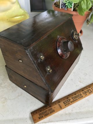 Antique Handmade Radio,  Circa 1930’s? Cigar Box Wood Frame,  Bakelite Dial 4
